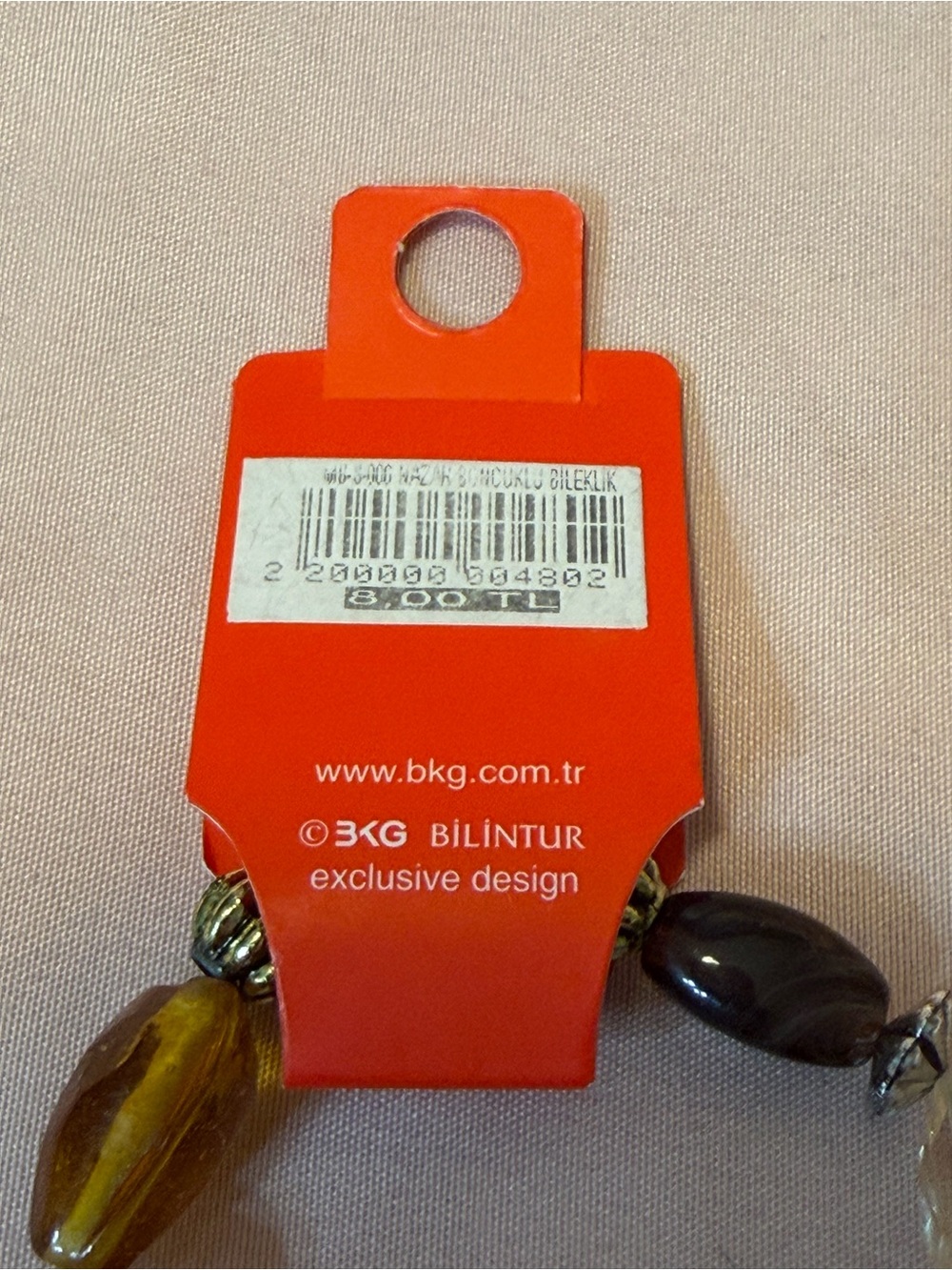 Glass Bead Stretch Bracelet in Amber Color and Clear - Picture 4 of 5